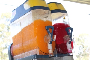 Twin barrell slushie machine hire - these can be hired with traditional flavour bases or alcoholic flavour bases